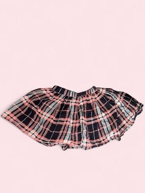 Girls Pink & Black Plaid Flare Skirt